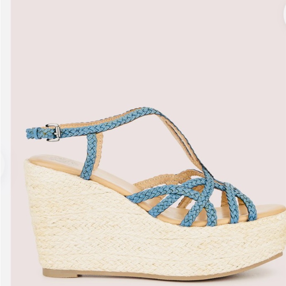 Vintage Foundry Beautiful Blues Sandal Wedges with original shoe boxes